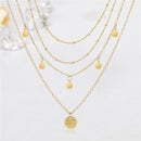 Simple Multi-layer Necklace Women Wafer Pendant Clavicle Chain Jewelry Gift A
