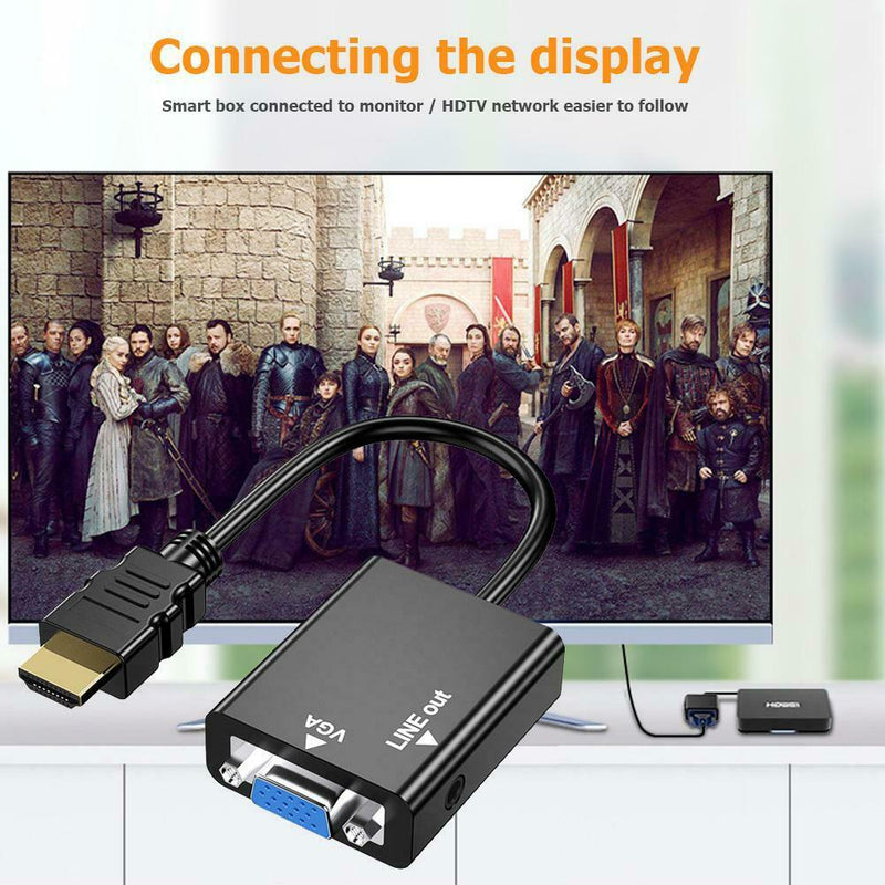 HW-2201 1080P HDMI to VGA Converter Adapter Digital Analog 3.5mm Audio Jack