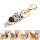 Cute Smile Cat Crystal Rhinestone Keyrings Holder Purse Bag Gift Keychains 3c