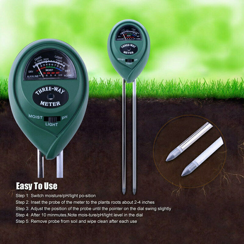 3-in-1 Soil Moisture Meter, Light and PH acidity Tester Plant Tester Indoor H7O1