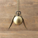 Steampunk Snitch Pocket Watch Necklace Quidditch Wing Clock Pendant U3Z9
