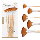 5 Pcs/Set Fan Paint Brush Set Artist for Acrylic Painting Watercolor Oil