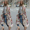 Women Chiffon Kimono Cardigan Floral Print Asymmetric Boho Loose Outerwear
