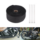 2x Exhaust Manifolds Fiberglass Heat Wrap Tape Thermal Wrap Black Ties 2.7m