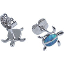 Turtle Earrings Synthetic Opal For Women Jewelry Blue J2O9