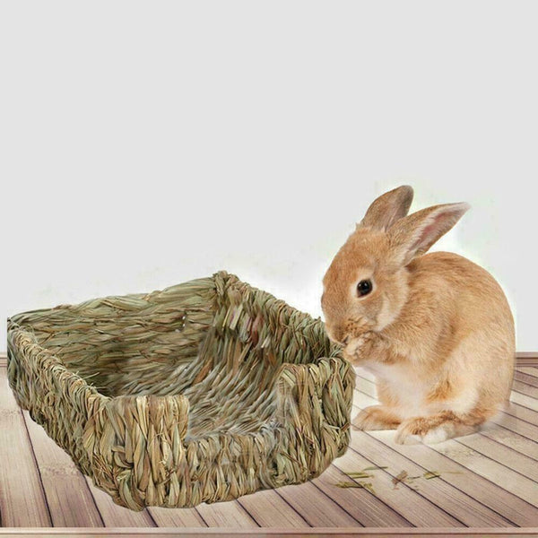 Grass Woven Guinea Pig Rabbit Hamster Bed Mat Straw Nest Pad Pet Bump Cage I9T1