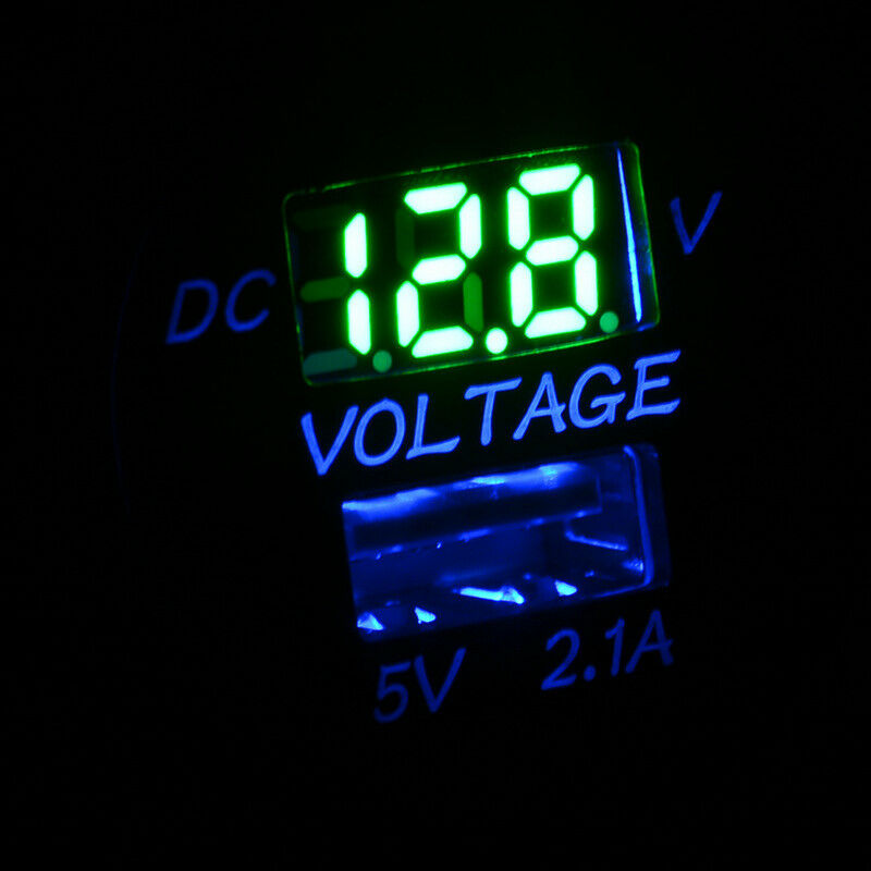 2in1 Led DC12V-24V 2.1A Universal Car Charger USB Port Phone Voltmeter For  J5R5
