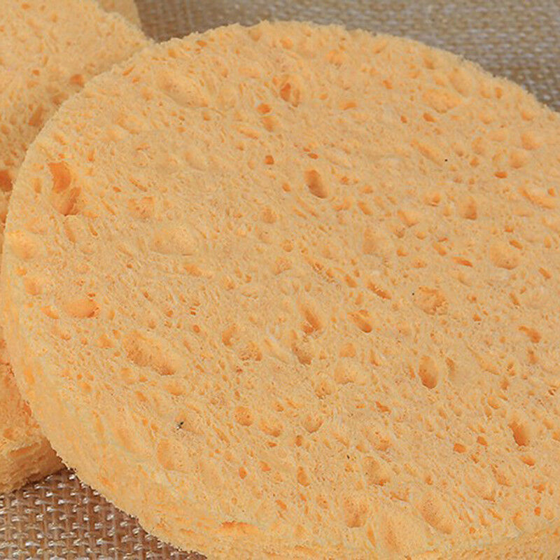 10Pcs Natural Wood Fiber Face Wash Cleansing Round Sponge Makeup Tool Women N3cN
