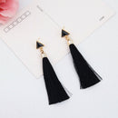 Woman Bohemian Earrings, Ethnic Rope Tassel (Black)