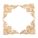 4pcs 6*6cm European Style Wood Carved Corner Onlay Applique Furniture Unpai L7P5