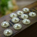 100Pc Ivory Flat Back Flower Beads Wedding Cards Embellishments Craft w/ D8 A4L2