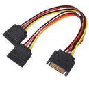 SATA Power 15-pin Y-Splitter Cable Adapter Male to Female Hard New For HDD New