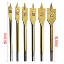 6pcs/Set Titanium Coating Hex Shank Spade Bits Flat Boring Bit Wood Drill B D3E2