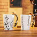 Creative novelty guitar handle ceramic cup free spectrum coffee milk tea cu