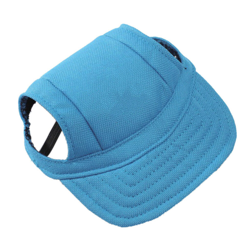 Baseball Hat Sun-shading Bucket Cap with Ear Holes For Small Pet Dog Blue S