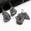 1X Natural Wrap Rainbow Titanium Crystal Agate Druzy Quartz Geode Pendant Bead