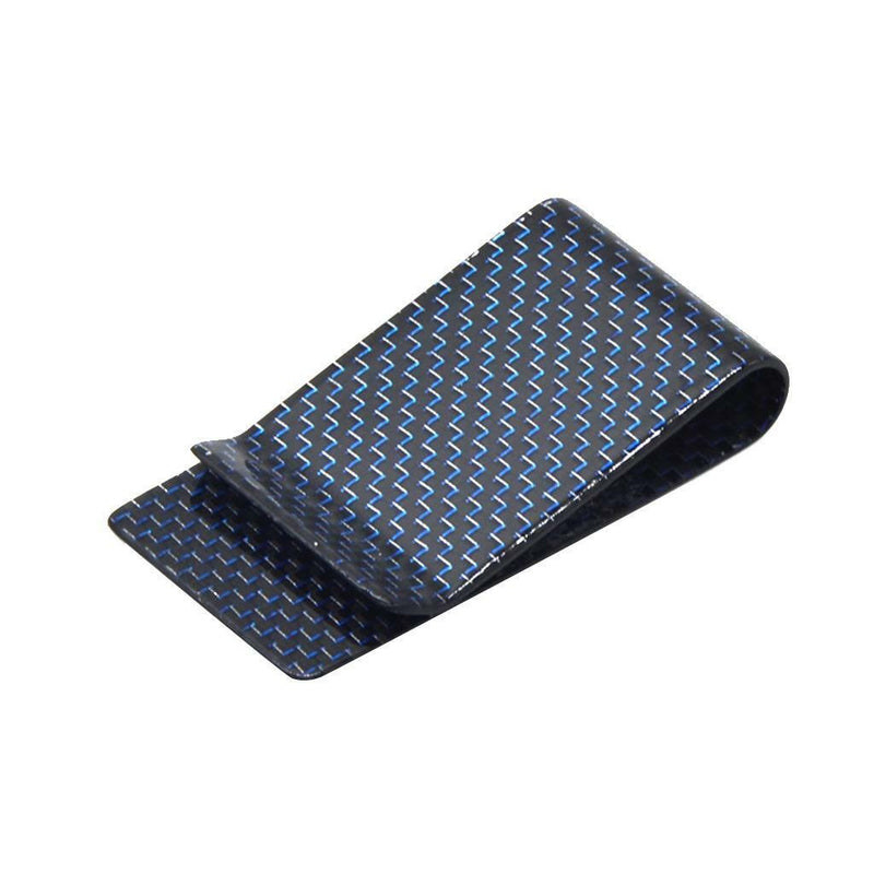 Money Clip Carbon Fiber Holder for 30 Folded Bills or Around 15 Cards Blue