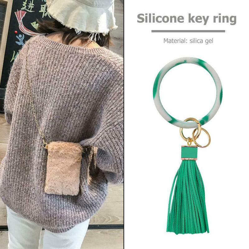 Silicone Bracelet Keychain Tassel Hanging Pendant Key Ring Gift (Style 12) A