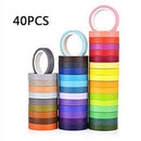 40x Writable Rolls Paper Washi Masking Tape Rainbow Colours Sticky Adhesive
