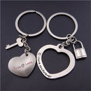 1 Pair Awesome Love Heart Lock Key*Chain Ring Keyring Keyfob Lover Couples Cy