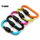 5 pcs D-ring Key Chain Aluminum Alloy Carabiner Locking Clip Hook for Campi