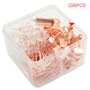 226pcs Office Supplies With Storage Box Binding Assorted School Paper Clips Set