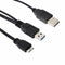 1.5FT Dual USB 3.0 A Male to Micro B Y Power Data Cable Hard Disk Mobile X2T3