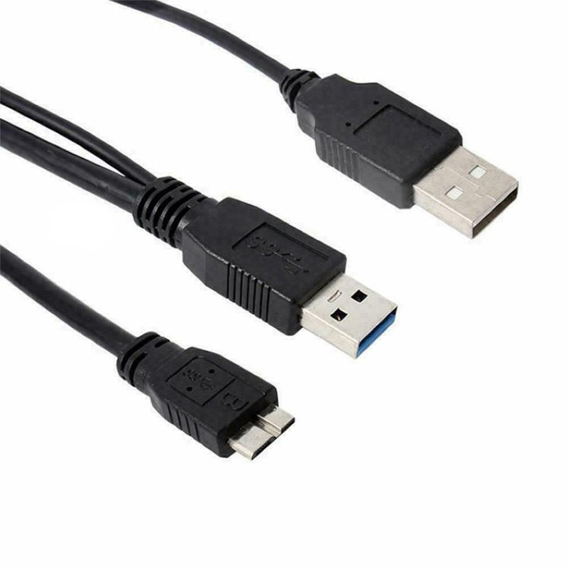 1.5FT Dual USB 3.0 A Male to Micro B Y Power Data Cable Hard Disk Mobile X2T3