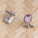 1 Pair Fashion Diamond Colorful Glass Cufflinks Cuff Links Womens Mens DressX5U2
