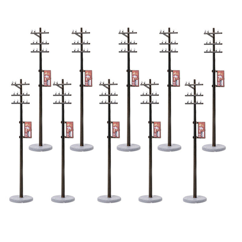 10Pcs Standard 1:87 Mini Electric Line Pole For Train Park Layout HO Scale
