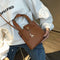 Deer Women Leather Messenger Handbags Casual Pure Mini Shoulder Bags (Brown