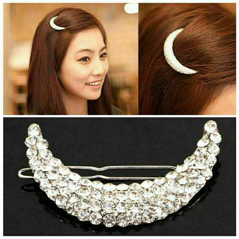 Ladies Crystal Rhinestone Moon Hairpin Barrette Hair Retro!. clip New