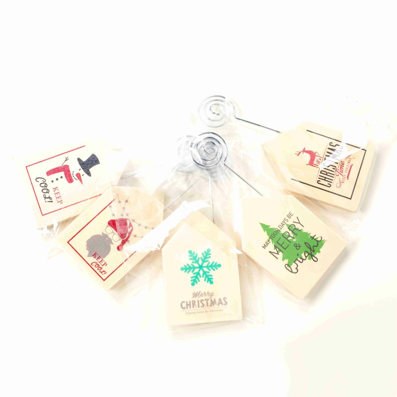 1 Set 5 Pcs Christmas Decorations Ornaments Christmas Print Wooden Notes Fo