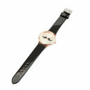 Women Black PU Leather Moustache Dial Quartz Wrist Watch Fashion B6R6