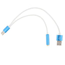 2 in1 Type c To 3.5mm Audio Cable Adapter Aux Headphone Jack & Charging Blue