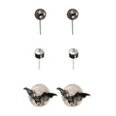 3 Pair Bat Dangles Drop Earrings Halloween Funny Women Ear Stud Jewelry (E) A