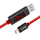 LED Display Voltage/Current Smartphone Micro USB Data Sync Cable Red 39inch