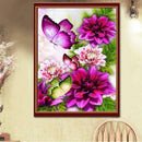 DIY Full Drill Round Diamond Painting Butterfly Embroidery Kits Needlework