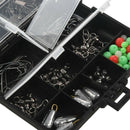 Lushazer 170Pcs/Lot Fishing Tackle Box Set with Fishing Hooks,Weights,Jig H
