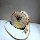 Round Women Straw Bags Leaves Rattan Woven Beach Shoulder Bags Ladies Cossb C1S5
