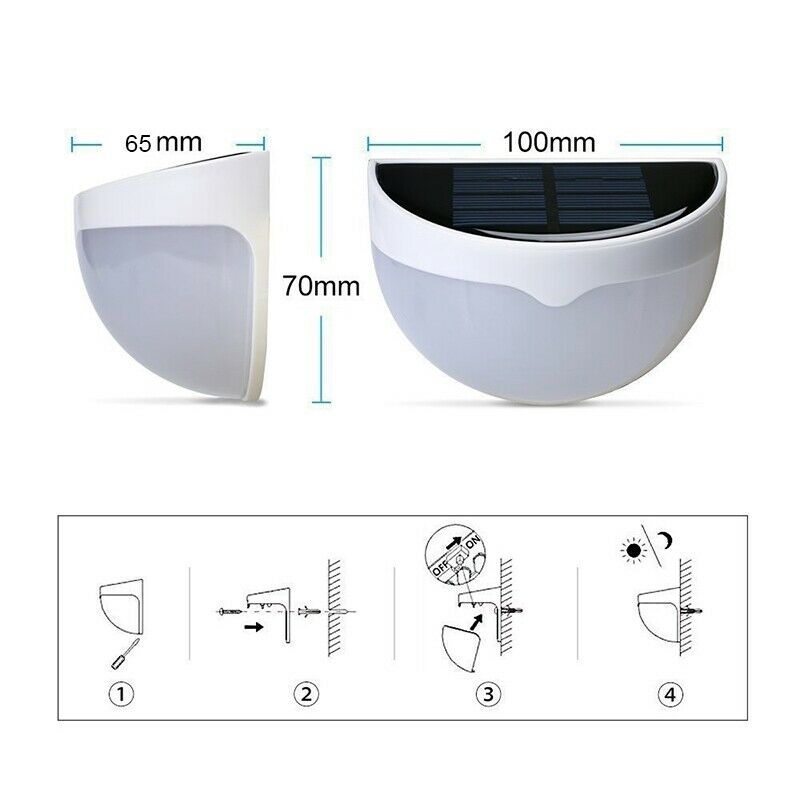 2018Waterproof 6 LED Solar Power Light Sensor Wall Light Outdoor Garden Fen