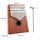 Kalimba Thumb Piano 17 Keys With Mahogany Wooden With Bag, Hammer And Music