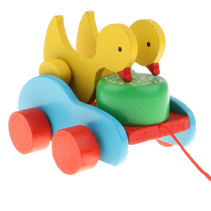 Wooden Pull String and Duck Pecking Rice & Walking Kids Toddler Developmental