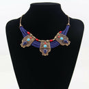 Retro Turquoise Coral Blue Bead Tibetan Necklace Lapis Lazuli Stone Unique Chain