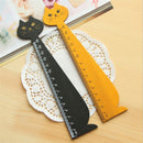 Black Korea  Cat Kitty Face Stationery Wood Ruler Sewing Ruler 1x-PNA Gw