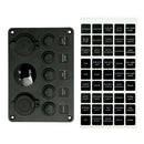 5 GANG ON/OFF TOGGLE ROCKER SWITCH PANEL W/ 12V-24V LED VOLTMETER 4.1A IP68