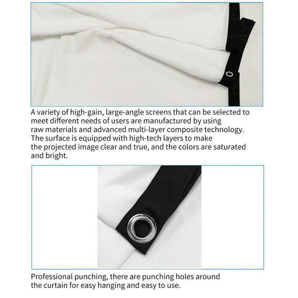 Projector 150" 16:9 Foldable Anti-Crease Movies Screen for Home Theater