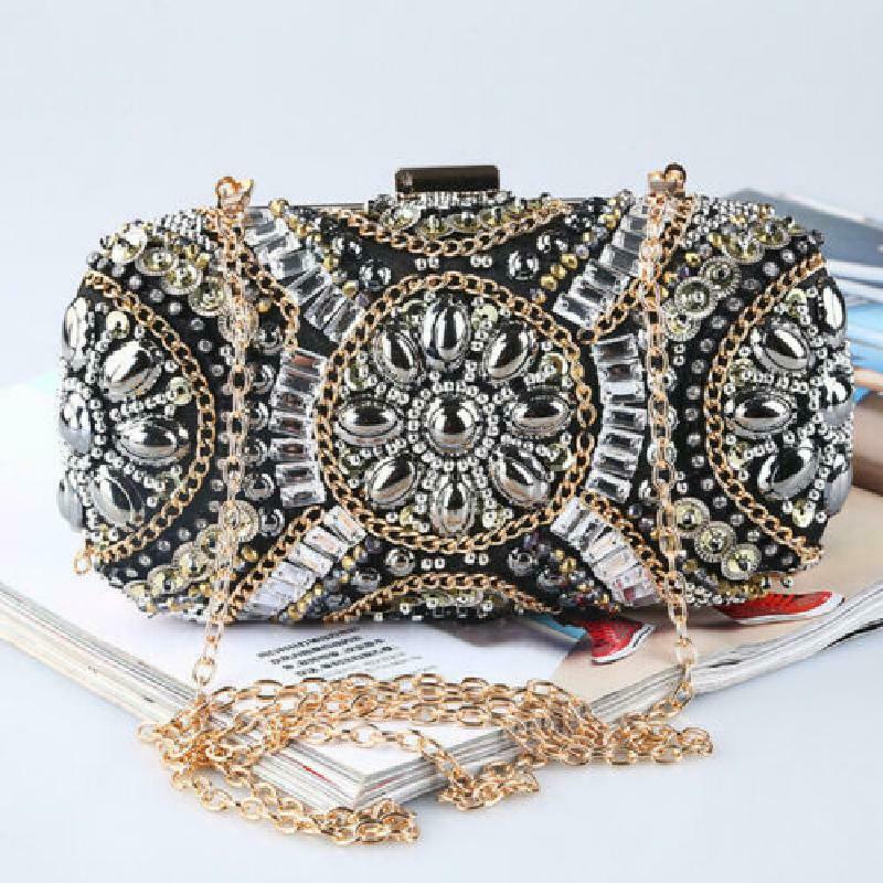Women Beaded Evening Bags Wedding Cocktail Party Prom Bridal Clutch Handbag g