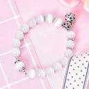 white cat eye beads bracelet with lucky pendant charms strand women bracelet  TE