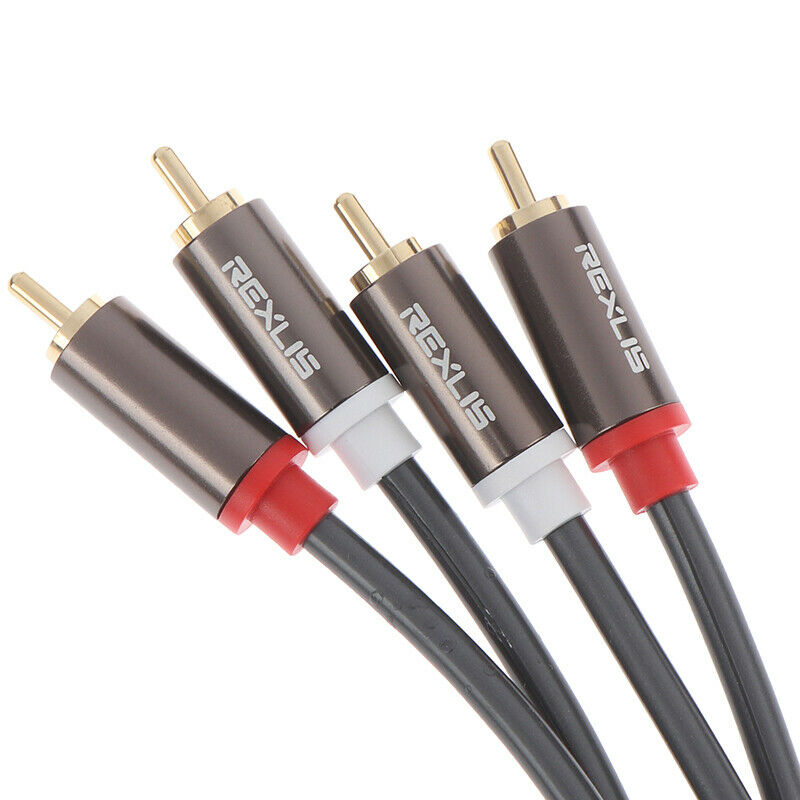 1m 2RCA Male to 2RCA Male Stereo Audio Cable Plated for HDTV DVD VCD Amplif 3C